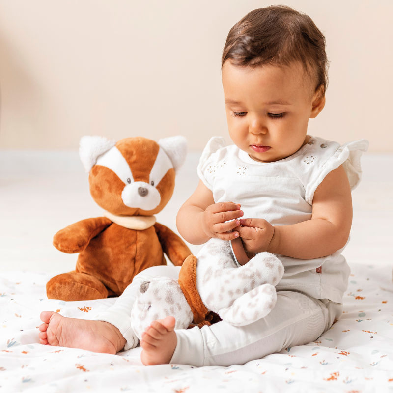 Nattou Rücksitzspiegel Schneeleopard Jungo - Baby Autospiegel Mit Klettverschluss